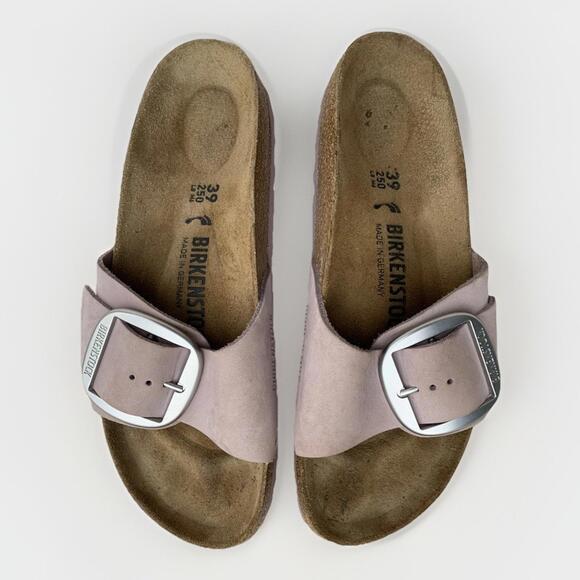 Birkenstock Madrid Big Buckle Slide Sandal Maroon Pink Sz 39 Womens 8 - Picture 1 of 10